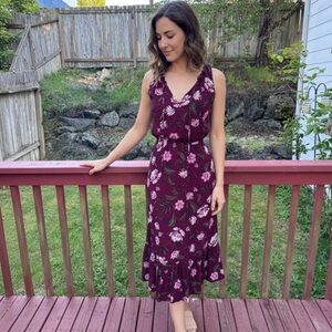 Dip Burgundy Floral Summer Dress XS